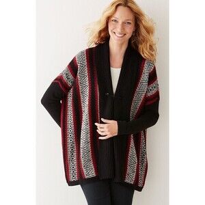 J Jill Blanket Wool chunky Cardigan M L